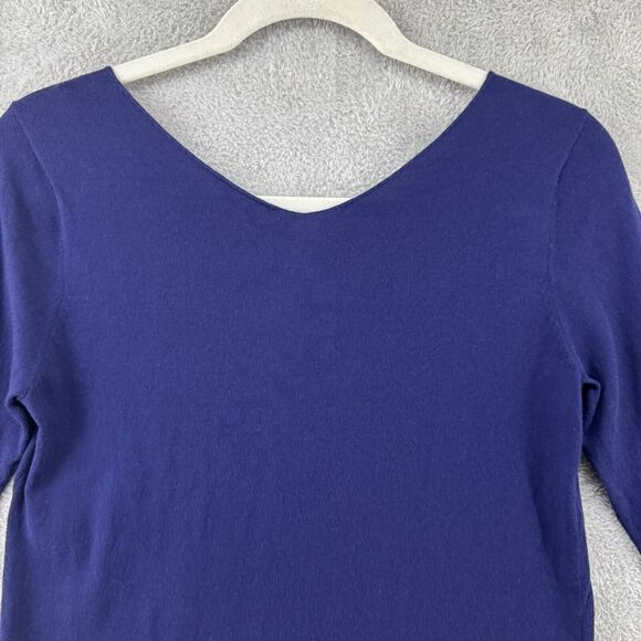 J McLaughlin Top Women S Blue Knit Lightweight Cashmere Blend V-Neck 3/4 Sleeve - Picture 7 of 13